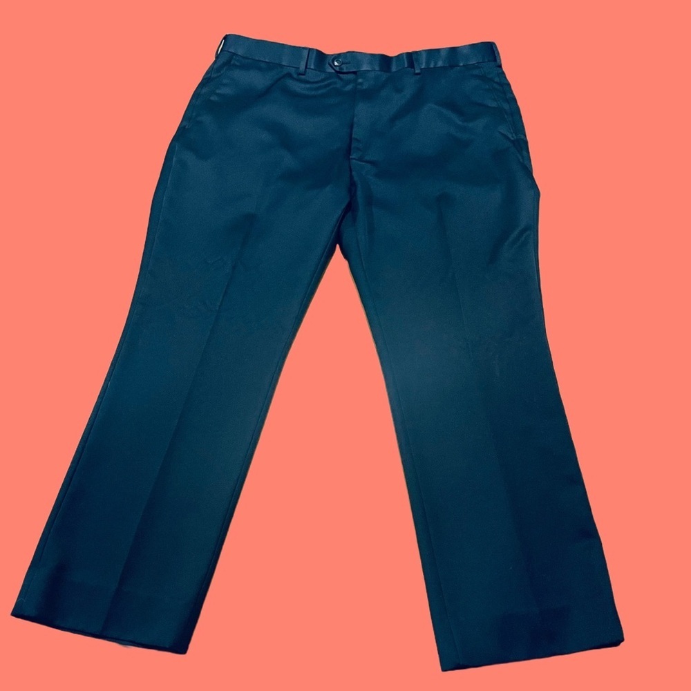 Flat Front Dark Navy Blue Travel Smart Classic Fit Dress Pants Slacks 40x29